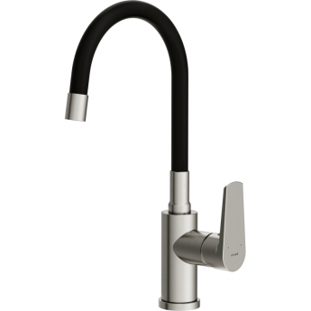 Смеситель CERSANIT для кухни MODUO однорычажный с гибким изливом, никель Смеситель CERSANIT для кухни MODUO однорычажный с гибким изливом, никель